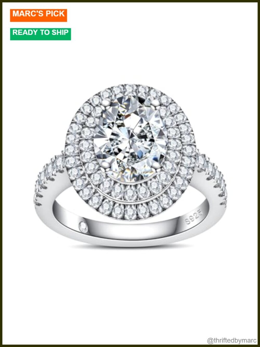Moissanite Engagement Ring 3.72cttw Oval Cut 925 Sterling Silver Halo Wedding